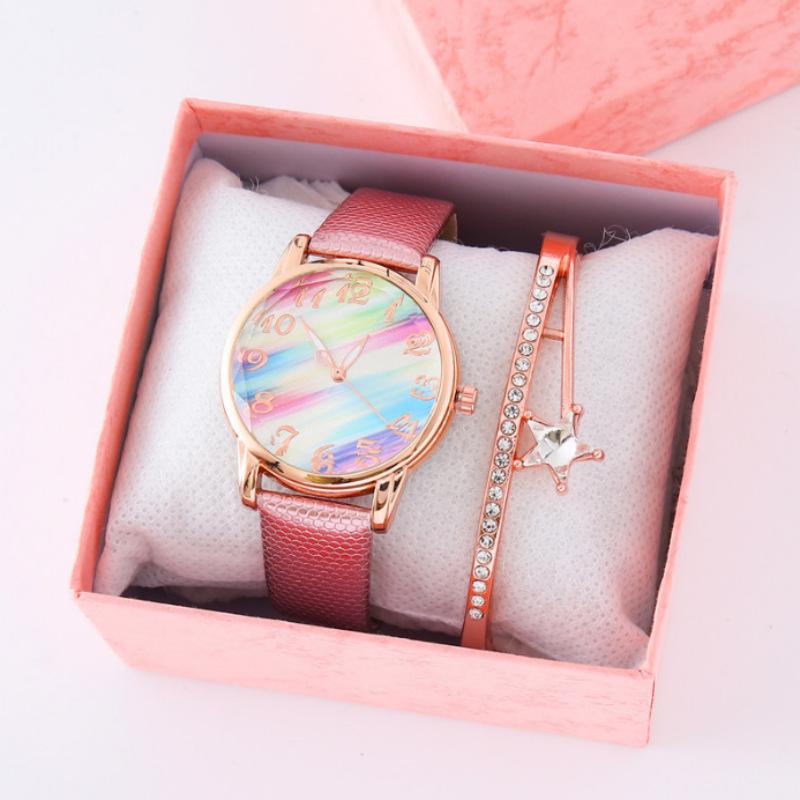 Nuovo Orologio Classico Semplice Studente Moda Colorato Arcobaleno Donna Orologio al Quarzo Lotti