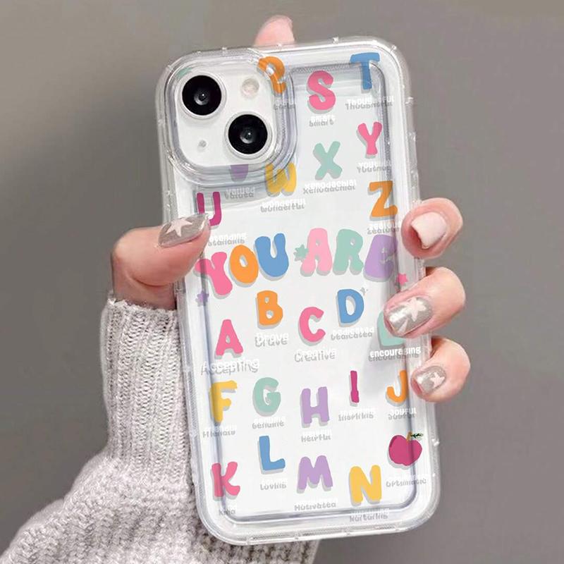 Colorful Slogan Print Clear Phone Case For iPhone 17 16 15 14 13 12 11 Pro Max Air 7 8 SE2 15 14 16 Plus Shockproof Soft Cover