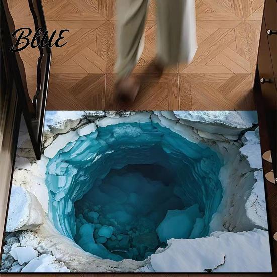 Living Room Area Bottomless Pit Mat 3D Illusion Floor Rug Optical Hole Realistic Fun Entrance