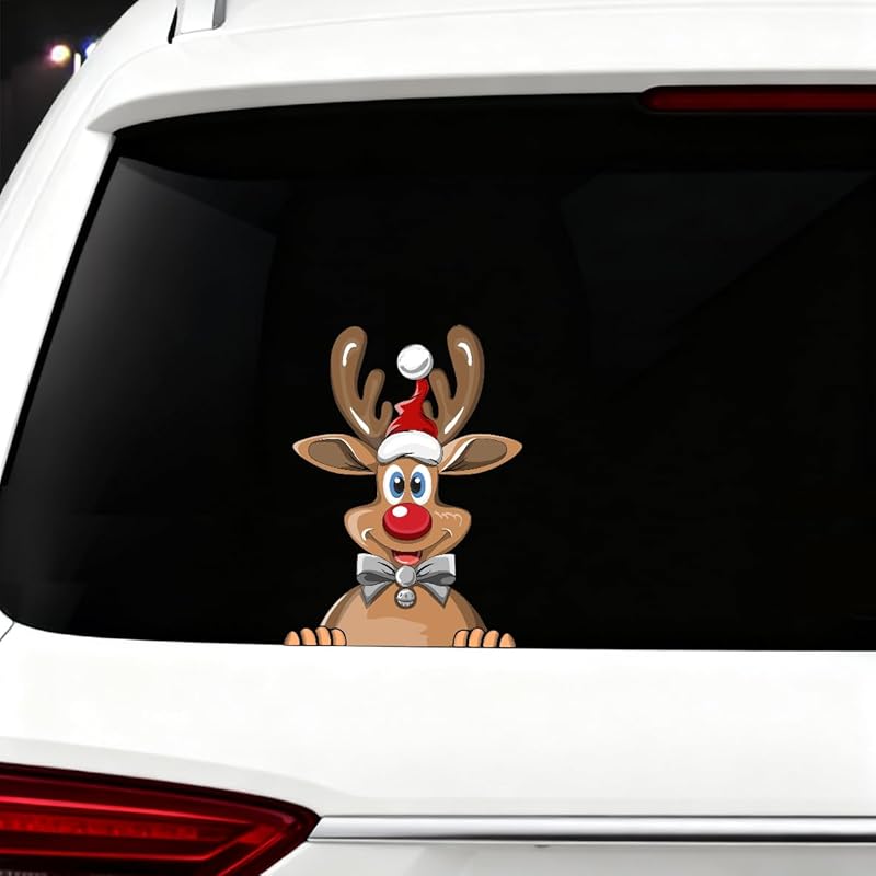 Christmas Decor Elf Peeking Sticker, Car Window Decals Vinyl Waterproof Stickers for Cars Truck SUV Laptop Bumper Car Stickers and Decals (Elf)