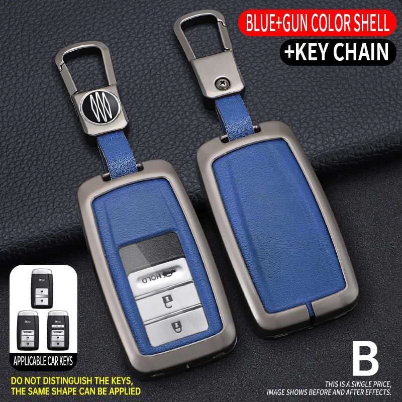 Zinc Alloy +Leather Car Key Case Cover Shell Fob For Honda Acura RLX MDX CDX TLX-L NSX RDX Holder Auto Car Keychain Accessories