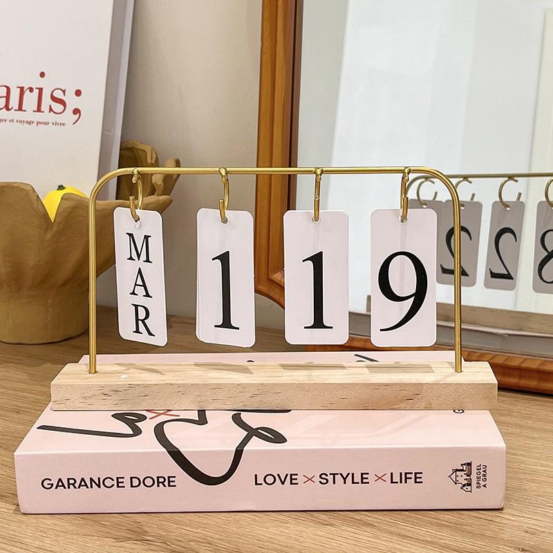 Minimalist Metal Frame Wooden Flip Calendar Desk Decor Home Office Gift Christmas Birthday Wedding