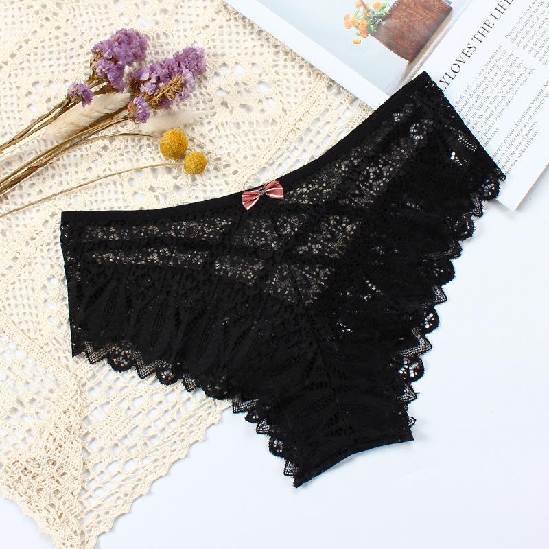Sexy Panties Women Lace Low Waist Briefs Female Hollow Out G-String Underwear Solid Lingerie Underpant Breathable Comfortable Fashion Einson