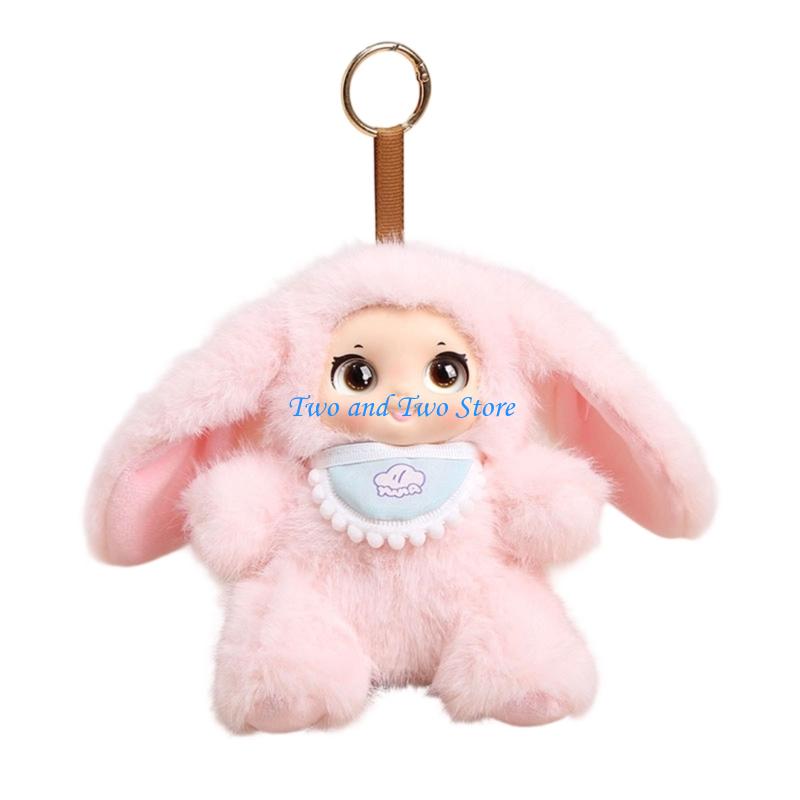 HX6F Resin Sitting Pose Keychain Soft Plush Doll With Sturdy Stitching Multi Use Accessory For Bags And