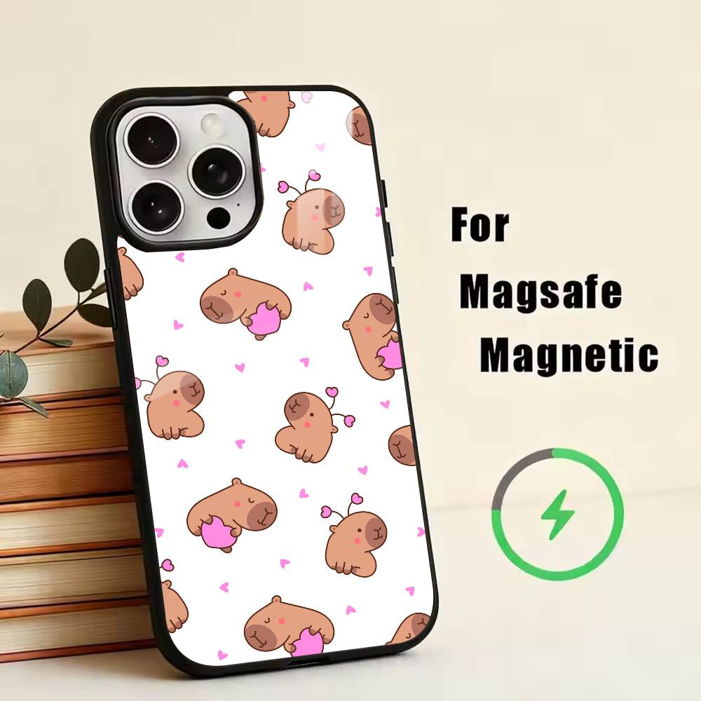 Cute K-Kawaii Capybara   Phone Case For iPhone17,16,15,14,13,12,11 Plus,Pro Magnetic with Magsafe Wireless Charging