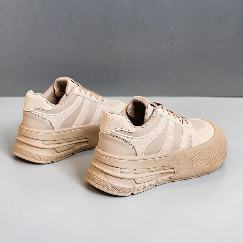 Fashion Women's Thick Sole Sneakers Simple Design Shoes Comfortable Lace-up Sneakers Fashionable Casual Running Tennis Sneakers