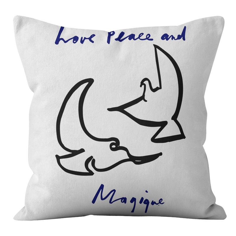 Nordic Ins Style Simple and Light Luxury Lines Black and White Plaid Pillow Case Pillow Lunch Break Pillow Sofa Cushion