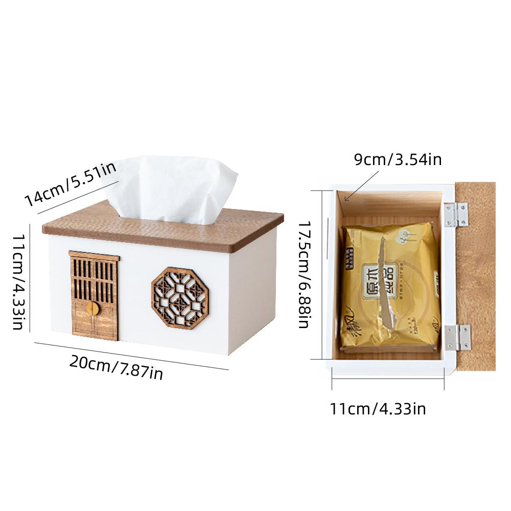 Cute Wooden Tissue Box Creative Fairy Tale House Napkin Holder Organizer Paper Box Container Home Living Room Table Decoration
