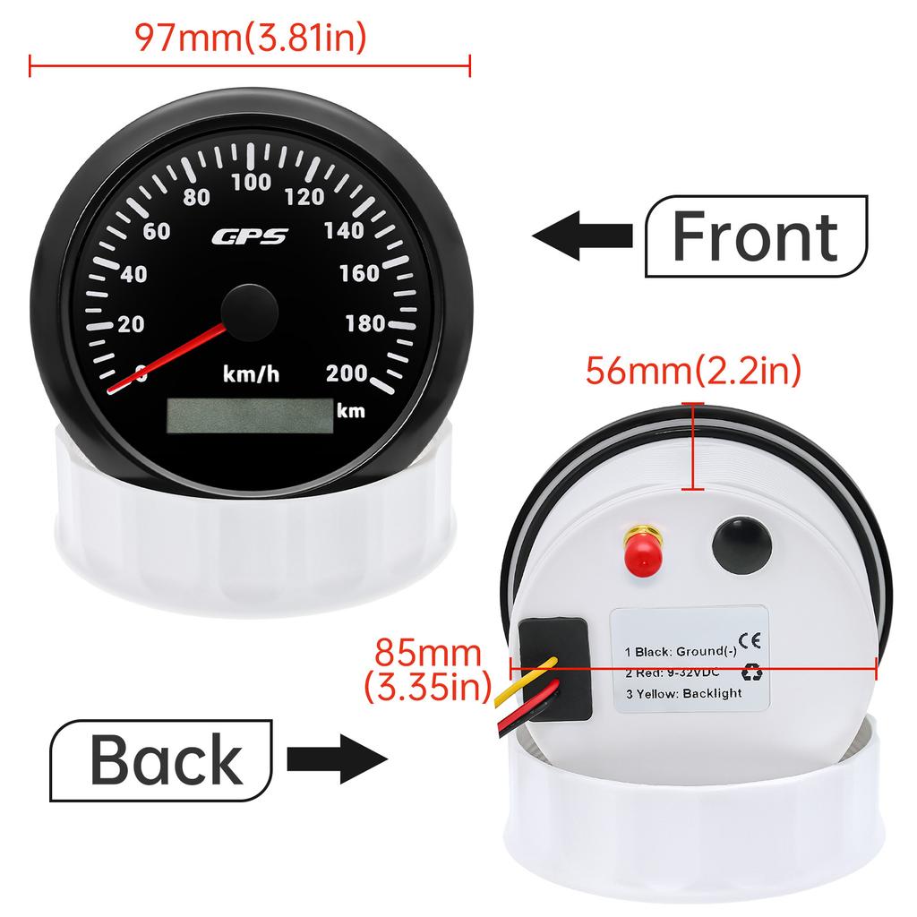 30/60/80/120/200KMH 7 Colors Backlight 85MM GPS Speedometer Gauge with GPS Antenna Motorcycle Boat Car Truck Speed Gauge Meter