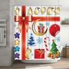 TU Festive Christmas Shower Curtain with Reindeer and Gifts Holiday Bathroom Decor Waterproof Xmas Pattern Fabric Backdrop