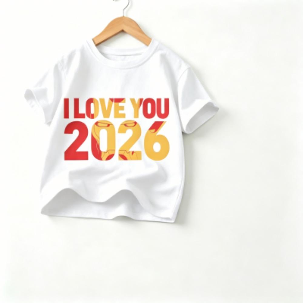 Fashion Letters I Love You 2026 Print Outdoor Street Kids T-shirt and Shorts Summer Home Casual Outfit Boy and Girl's Sports Set