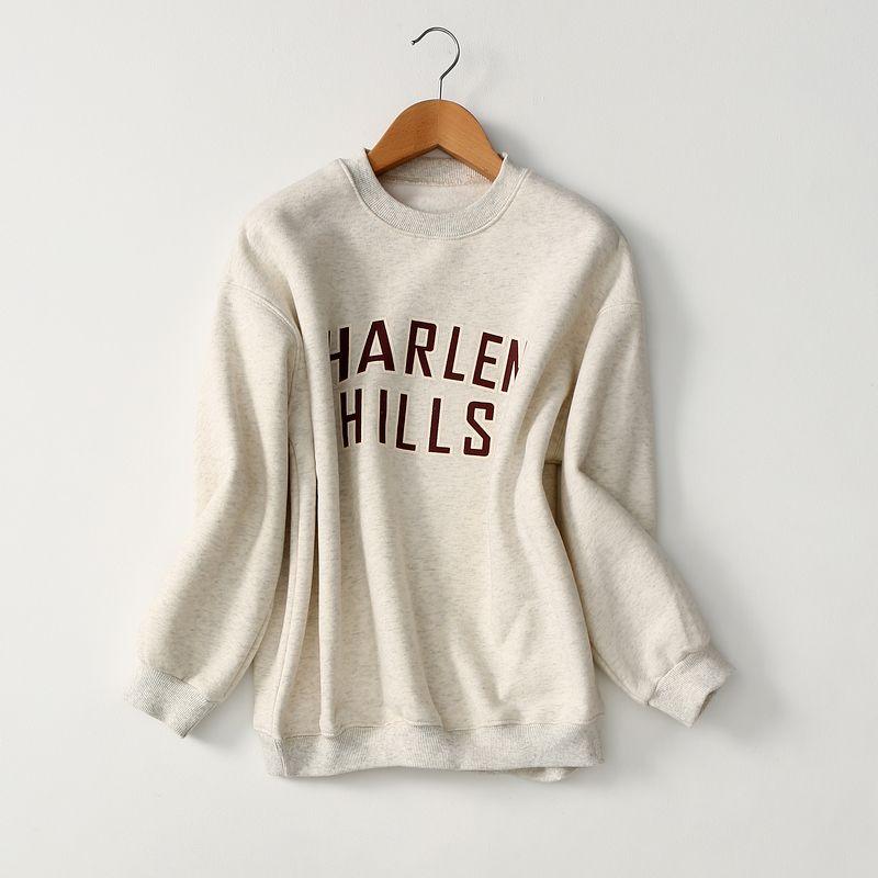 

Revoked by Brand Fashion All-Match Alphabet plus Velvet Sweatshirt Female Fall and Winter Pullover Thickened All Cotton Loose Fleece Shirt Tops Rice White One size