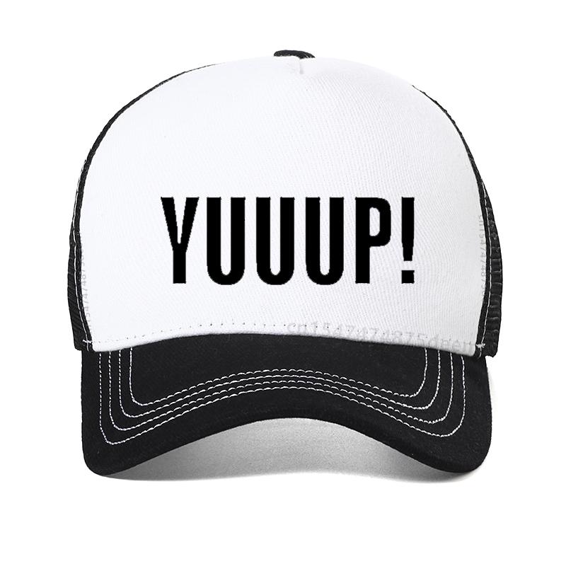 Funny Adult YUUUP! Print letters Baseball cap High Quality Men Women Cotton summer mesh trucker hat Bone Garros