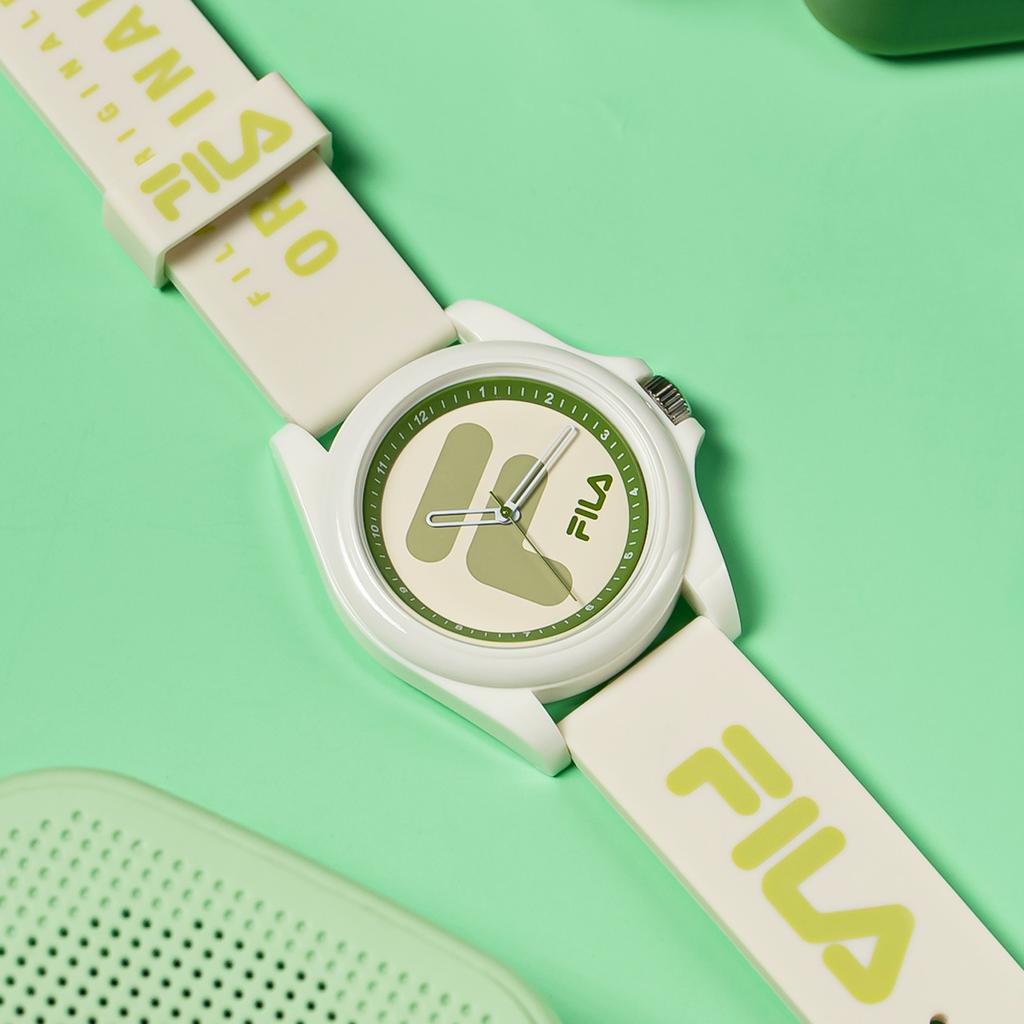 FILA Dream Castle Series Monet Green Watch Quartz Movement Silicone Strap Beige Dial Unisex Sports Jelly Watch Unisex watches 46FLM38-6568-003F