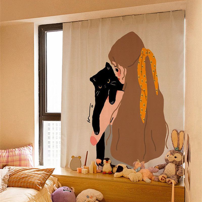 Curtain Window Velcro Self Adhesive Blackout Drapes Home Bedroom Ins Decorative