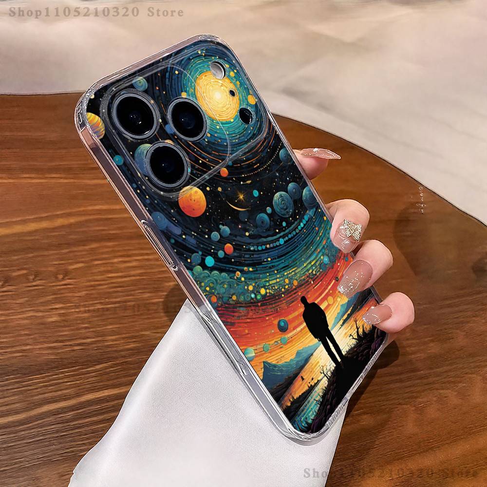 

Starry Sky Art Trees Phone Case For iPhone 17,16,11,15,13,14,12,Air,Mini,Plus,Pro,Max,Plus,E Clear Soft Shell iPhone13
