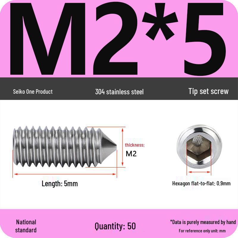 304 Stainless Steel Internal Hex Set Screw | Headless Grub Screw M2-M16