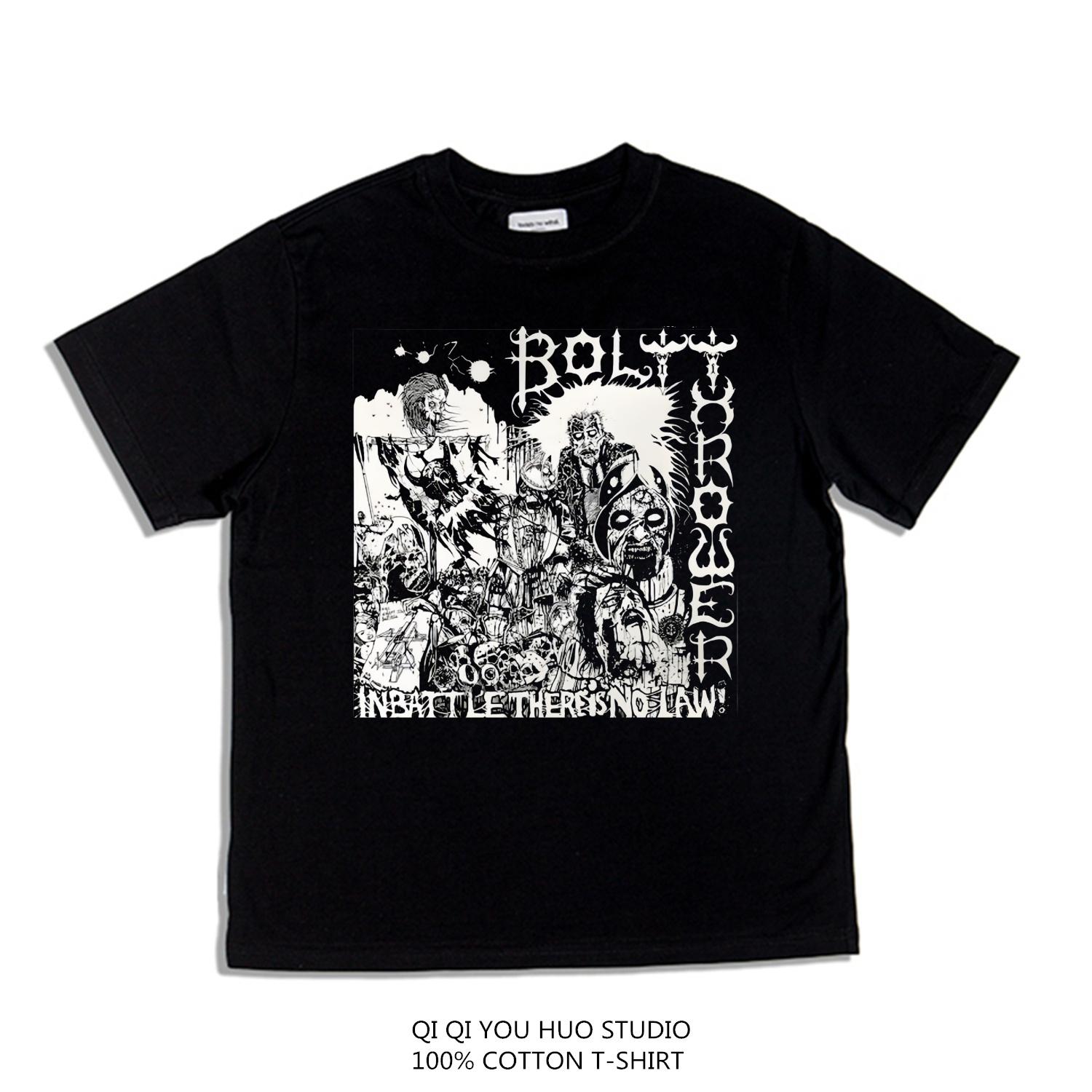 

Metal Rock Bolt Thrower Band Print Loose Tshirt Short Sleeves 5XL різнокольоровий
