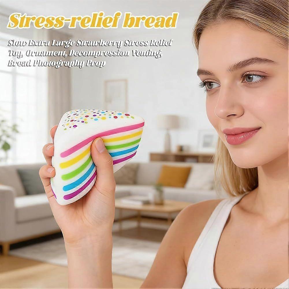 Squishy Torta Arcobaleno, Giocattolo Sensoriale Fidget Spremibile Jumbo a Lenta Risalita, Fetta Gigante di Torta a Strati Morbida per Sollievo dallo Stress per Adulti Regalo di Compleanno Festa F