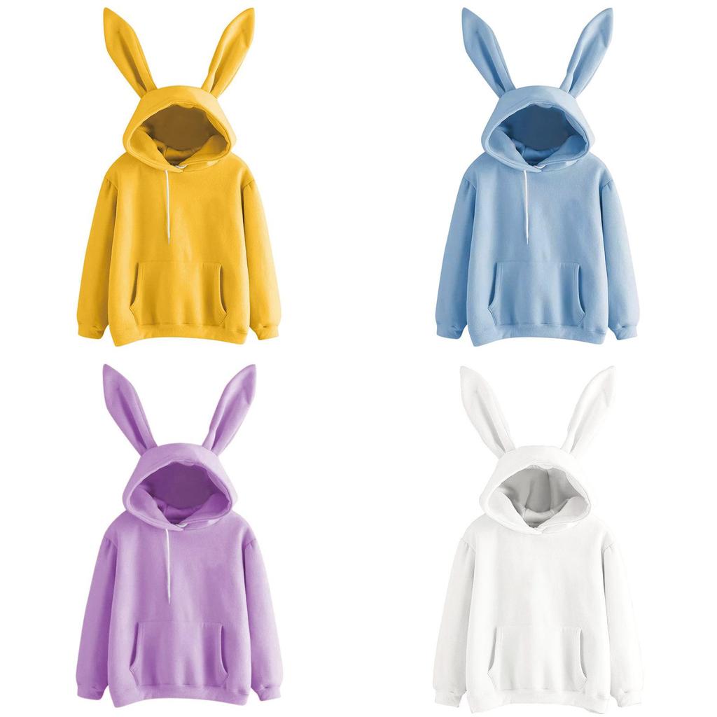 Stylish Rabbit Ear Women Hoodie Fashionable Long Sleeve Pullover Jumper