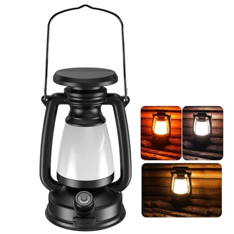 USB Rechargeable Camping Lantern Portable Hanging Tent Light Solar Charging 3000-5000K Stepless Dimming Outdoor Lamp