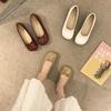 Retro Literary and Artistic Round Head Gentle Wind Grandma Shoes Spring 2025 Soft-soled Fairy Flat-bottomed Bow Pregnant Women Single Shoes Women