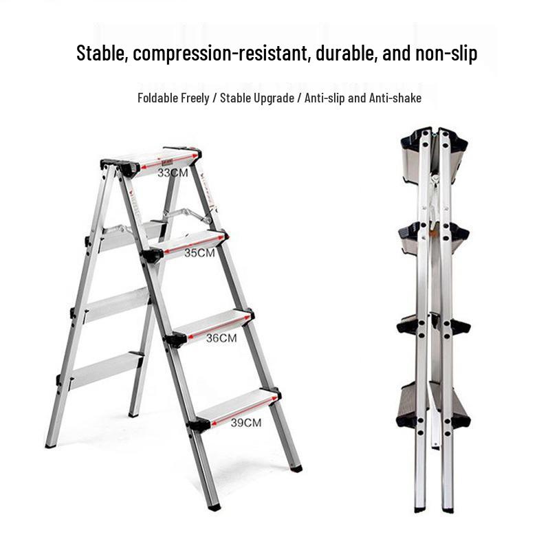 Stainless Steel Lightweight Folding A-Frame Step Ladder for Indoor Use