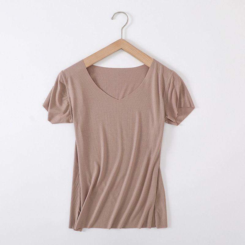 

Summer Sleeves Short Tops Sexy Women Basic Tees Tops Cropped Blouse Tshirt #2Khaki,XL
