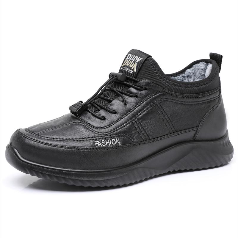 Winter Thickened Waterproof Non-Slip Velvet Lined Shoes - Soft Sole Plus Size for Middle-Aged and Elderly