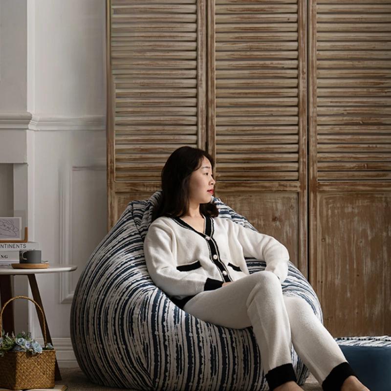 Lazy Soft Bean Bag Sofa - Single Recliner for Balcony, Bedroom &Corner, Leisure Tatami Chair, Suitable for Garden or Coffee Cafe