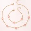 Lucky Five-Petal Flower & Clover Jewelry Necklace and Bracelet Set