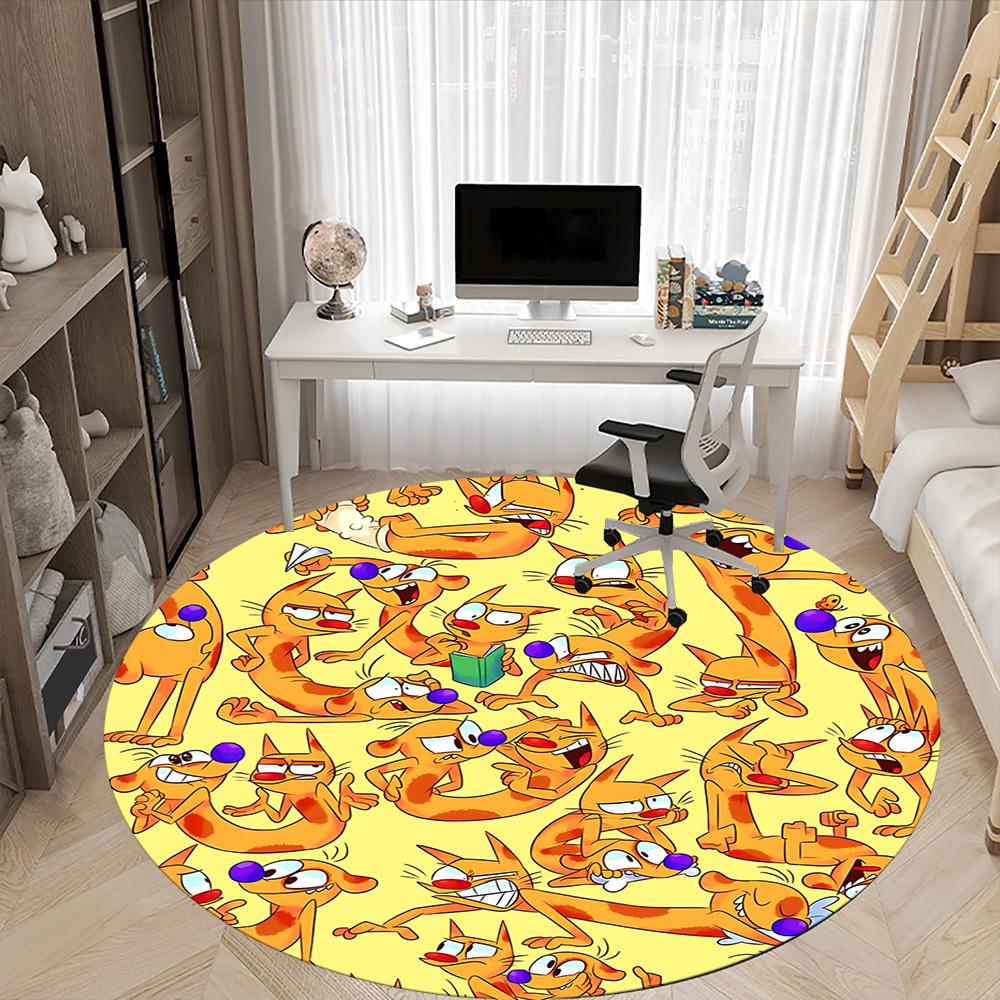 1 Stück Katze Hund Büro Runder Teppich, Schlafzimmer Wohnzimmer Heimdeko, Zimmerdeko, Offic a1016120