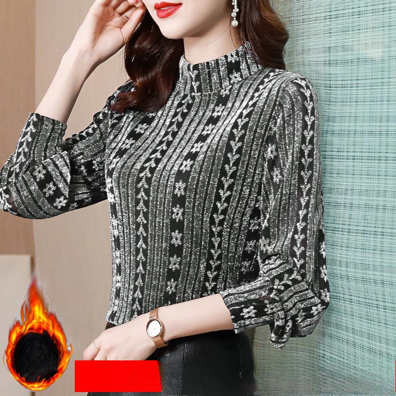 

Женская бархатная полуводолазка базовая рубашка для женщин на осень и зиму новая одежда для женщин среднего возраста с топами футболка с длинными рукавами для женщин 4XL