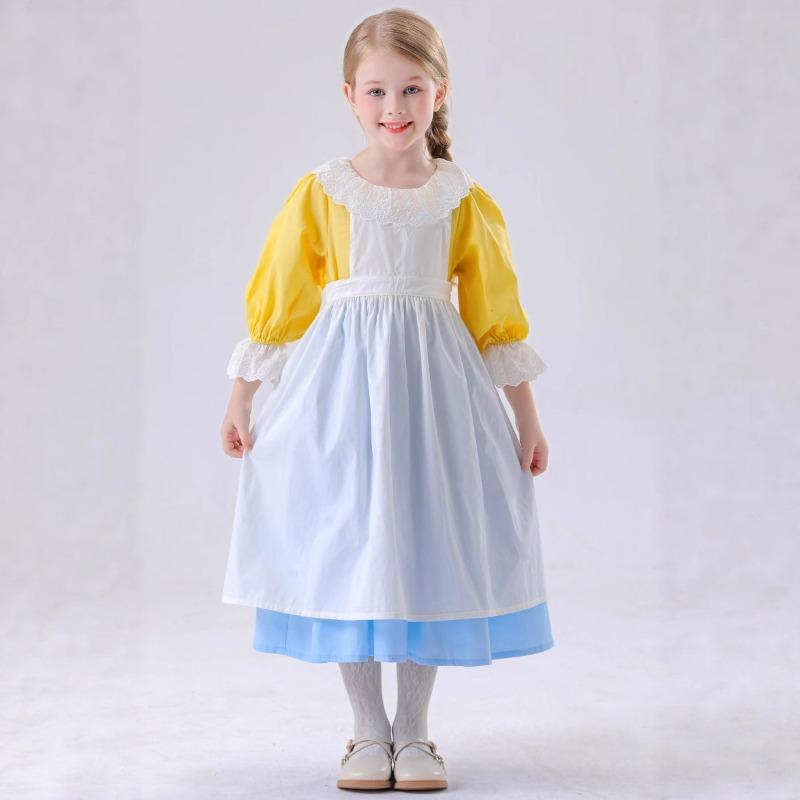 Halloween costume, European medieval pastoral maid romantic farm manor little girl dress