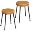 Round Dining Chairs, Set of 2, Stackable, PU Padded Seats, Brown and Black