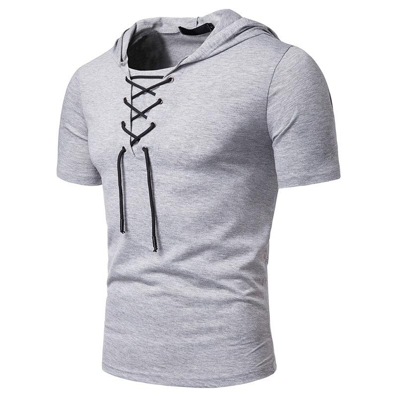 Men's Summer Oversized Slim-Fit Vintage Short-Sleeve T-Shirt Hoodie