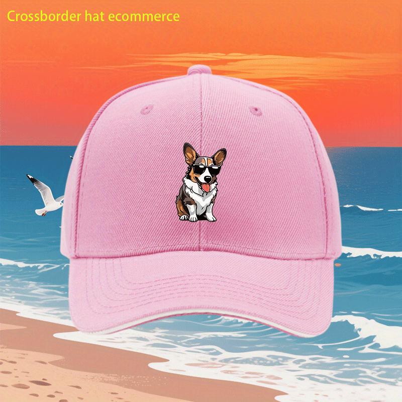 Cool Corgi Sunglasses Print Baseball Cap Unisex Polyester Adjustable Casual Beach Summer Hat