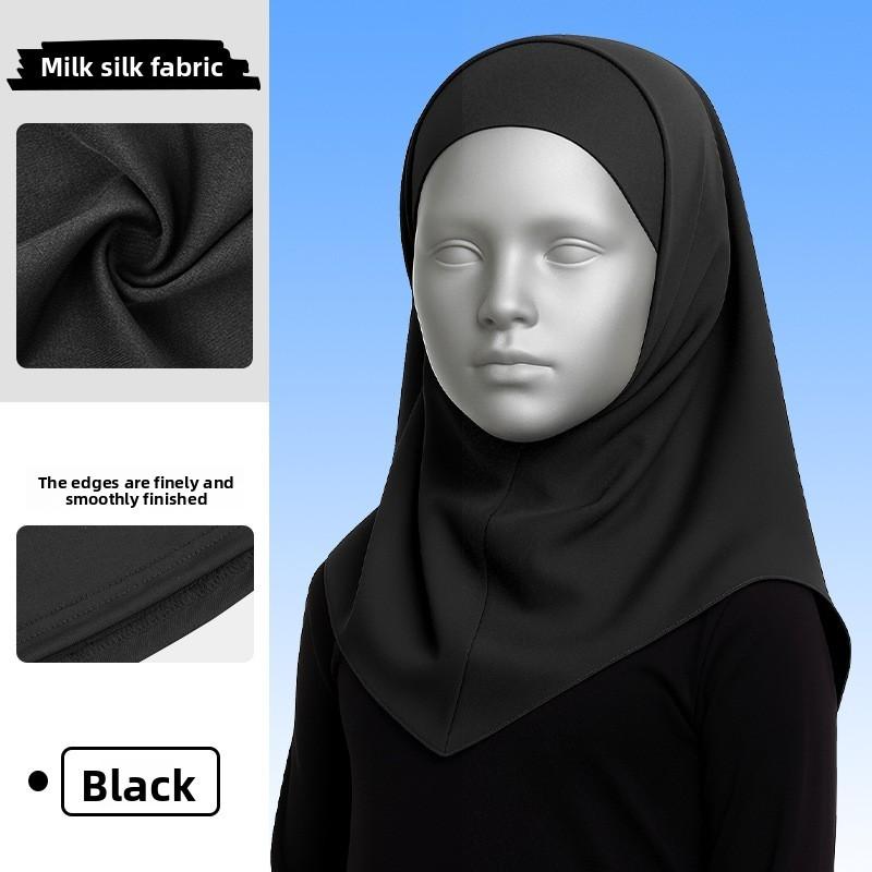 

Childrens Breathable Ice Silk Headwear With Sun Protection And Long Shoulder Wrap For Summer Activities Black