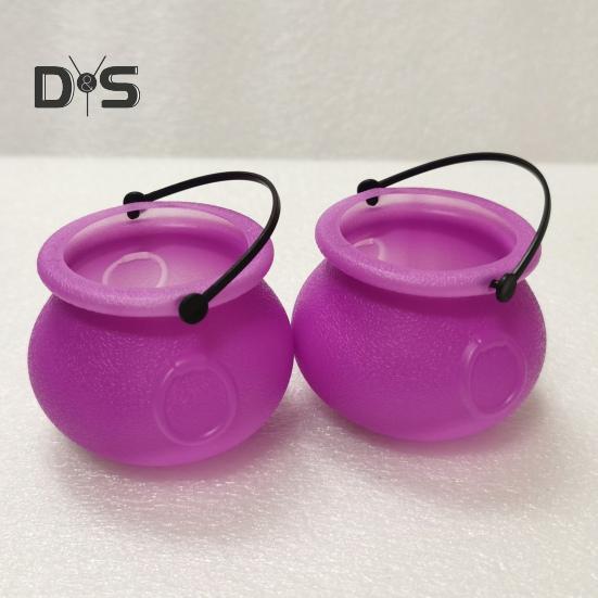 12Pcs Halloween Candy Buckets Black Plastic Witch Cauldron Kettle Halloween Pot Goody Holder for Party Favors Home Festival Decoration
