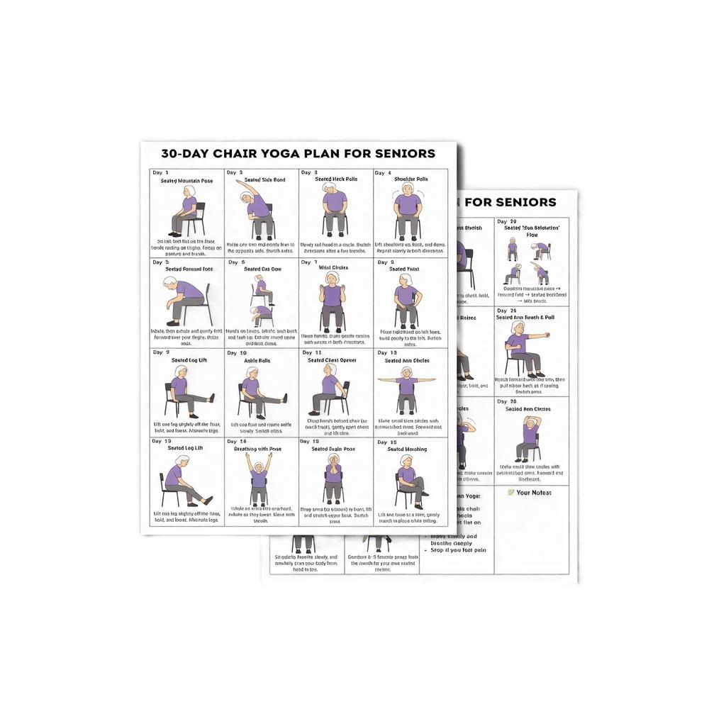 Ensemble de 2 Chaises de Yoga - Guide d'Étirements Assis pour Personnes Âgées, Exercice Doux Mural pour Fitness à Domicile