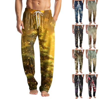 Men's Knitted Fashion Print Pocket Casual Pants Pajama Pants
