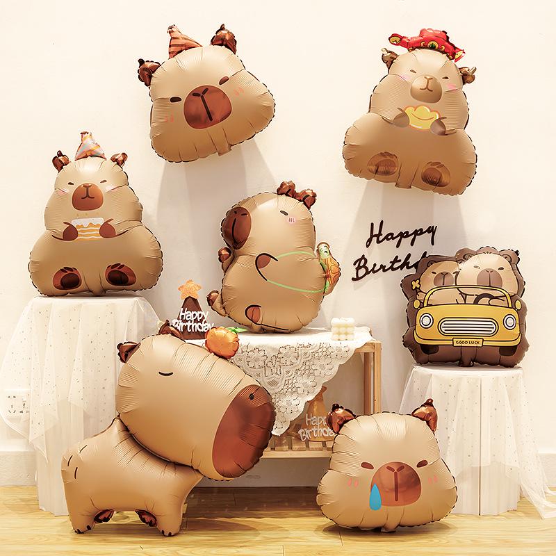 Cartoon Capybara Balloon - Children's Birthday Party Decoration Prop