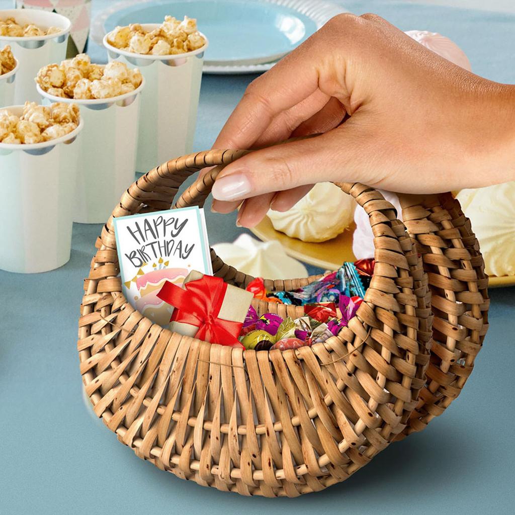 Willow Rattan Woven Wedding Basket Wicker Half Moon Storage With Handle Sturdy Flower Girls Baskets Home Picnic Sundry Container