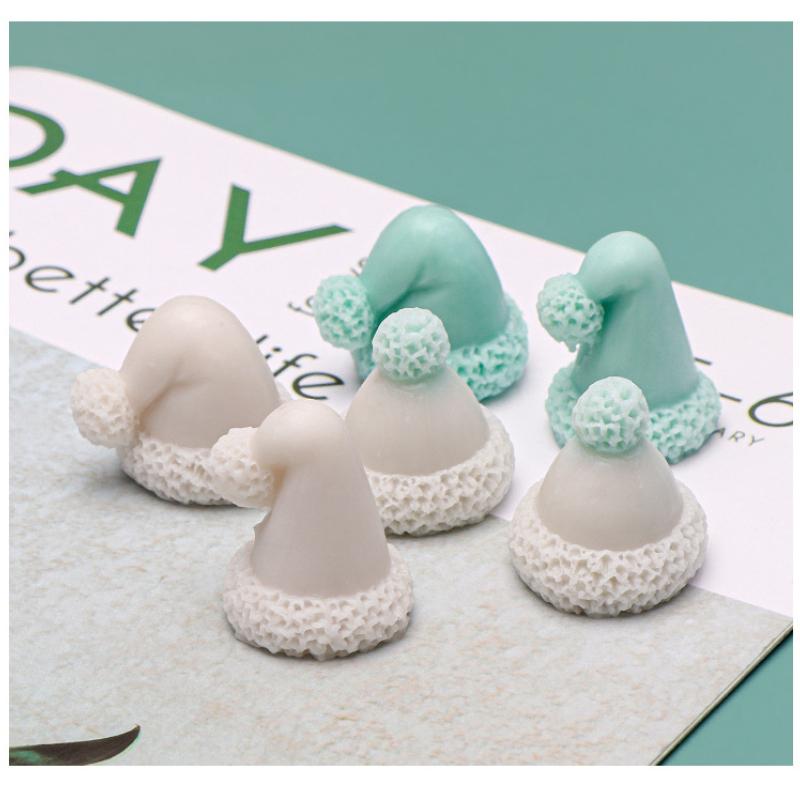 Niedliche Mini Weihnachtsmannmütze Silikonform Weihnachten Duftkerze Gips Bastelton Epoxid Herstellungswerkzeug DIY Schokoladenkuchen Backform