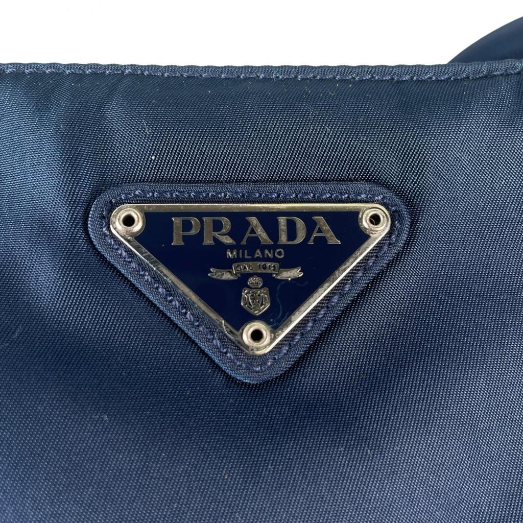 PRADA Triangular logo Shoulder Bag blue Women used