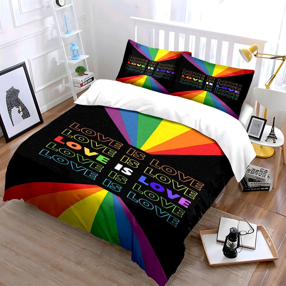 Rainbow rays and text. Bedding sets Duvet cover sets Duvet covers Pillowcases(1 * Duvet Cover 2 * Pillowcases without duvet insert)
