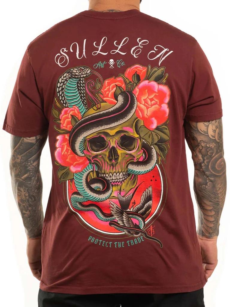 Sullen Men's Cobra Short Sleeve Premium T-shirt Tattoo Snake and Skull Tee