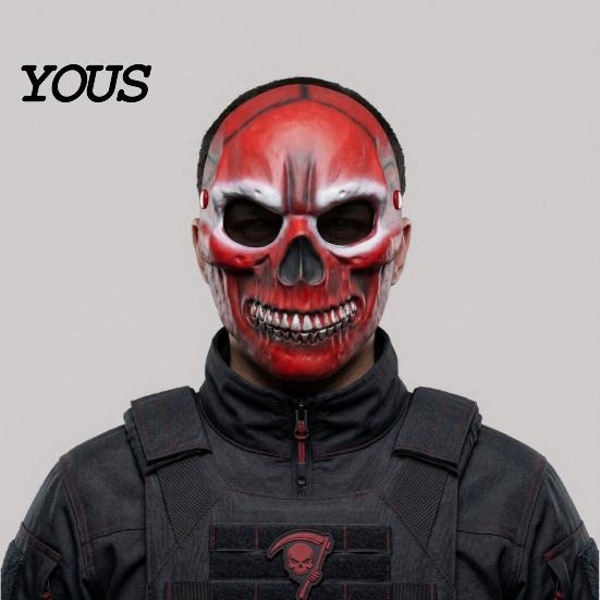 Breathable Foam Scary Mask Halloween Blood Skull Mask, Adjustable Elastic Strap Party Lightweight Comfortable Horror PU for Cosplay Decoration