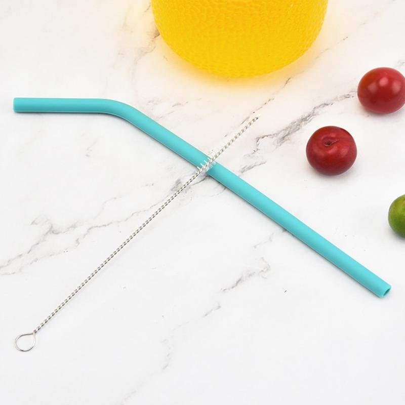 6Pcs Reusable Silicone Straws Set With Cleaning Brushes, For Water, Milk, Juices, Smoothies,Straight/Bent Straws