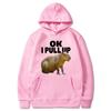 Ok I Pull Up Capybara Felpa con cappuccio con stampa grafica Felpe con cappuccio vintage casual alla moda unisex Pullover gotici Harajuku Streetwear